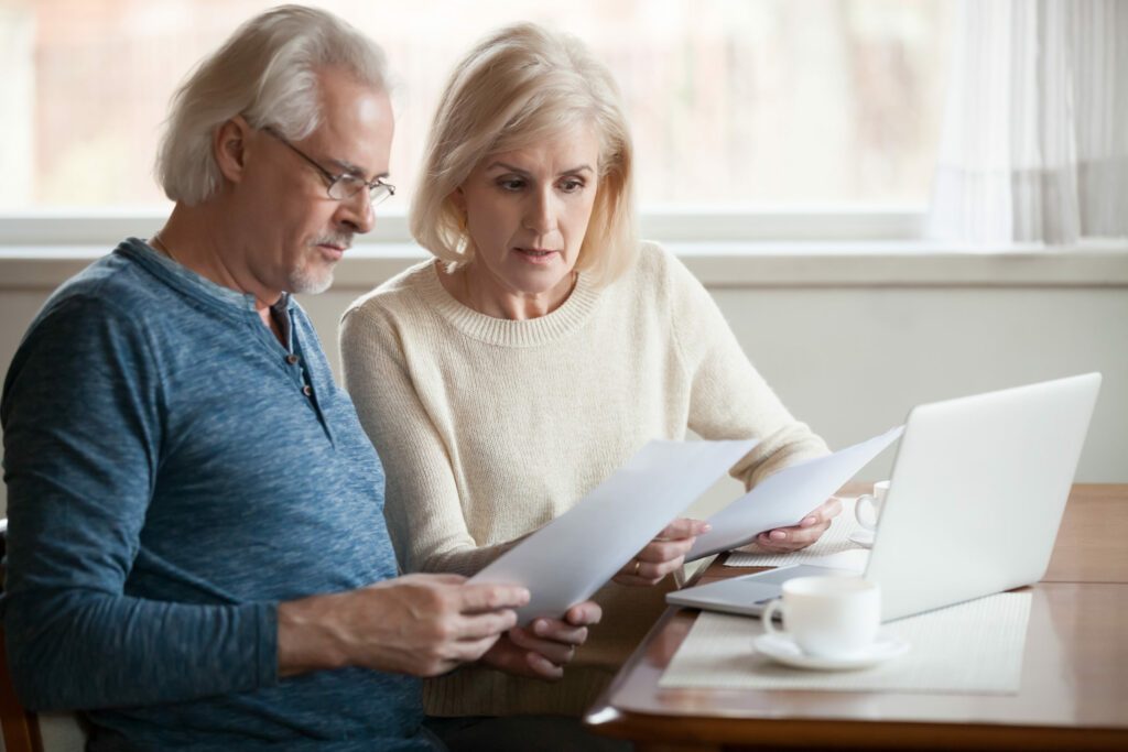 Couple reviewing taxes on IRA